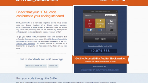 Thumbnail for HTML_CodeSniffer - HTML_CodeSniffer is a client-side script that checks HTML source code and detects violations